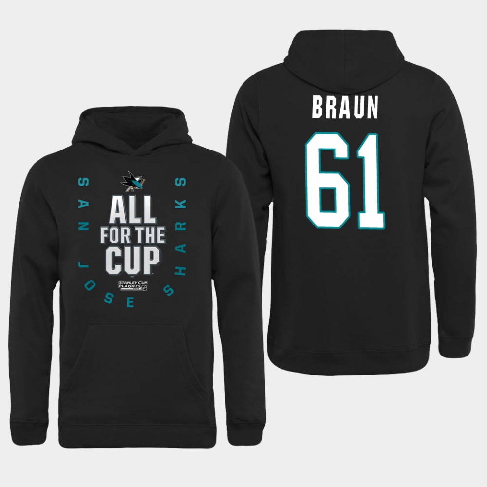 Men NHL Adidas San Jose Sharks #61 Braun black hoodie->san jose sharks->NHL Jersey